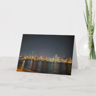 Cartão Chicago Night Skyline Greeting Card