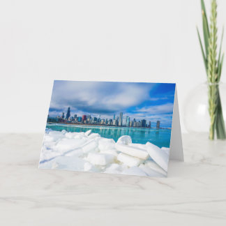 Cartão Chicago winter skyline greeting card