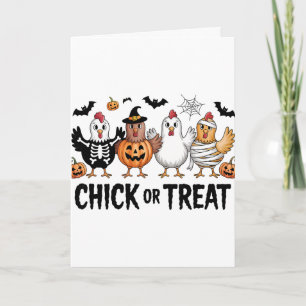 Cartão Chick Or Treat Bruxa de Halloween Frango Assustado