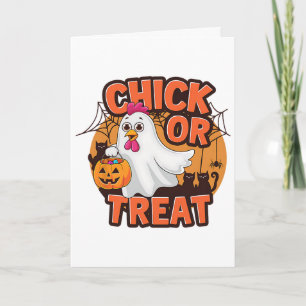 Cartão Chick Or Treat Fantasioso Traje de Galinha de Hall