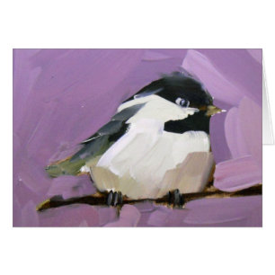 Cartão Chickadee no roxo
