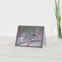 Chickadee on Bittersweet Note Card