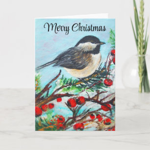 Cartão Chickadee Winter Merry Christmas