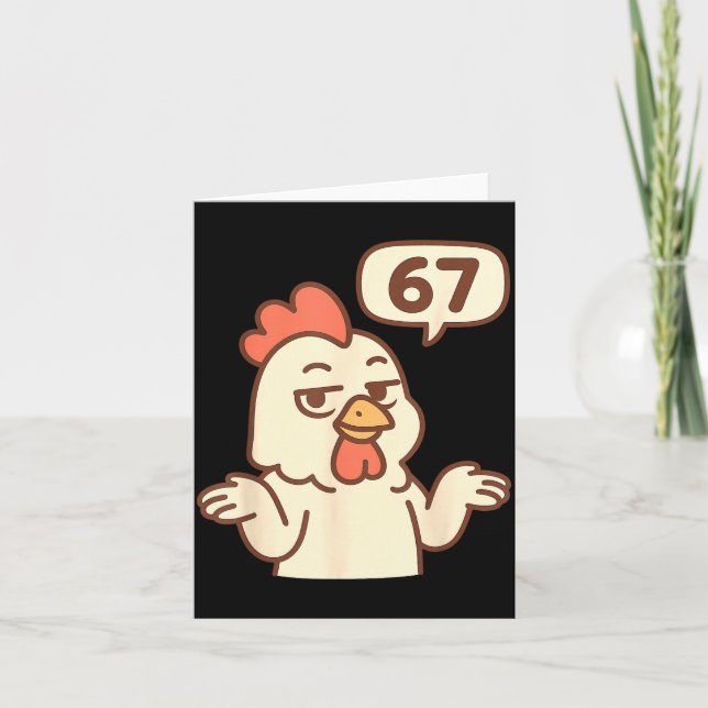 Cartão Chicken 67 Meme Six Seven Funny Gen Alpha  (Frente)
