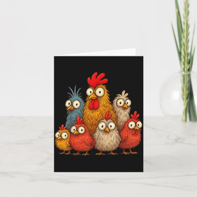 Cartão Chicken Art Crazy Chicken For Men Women Kid Boy Fa (Frente)