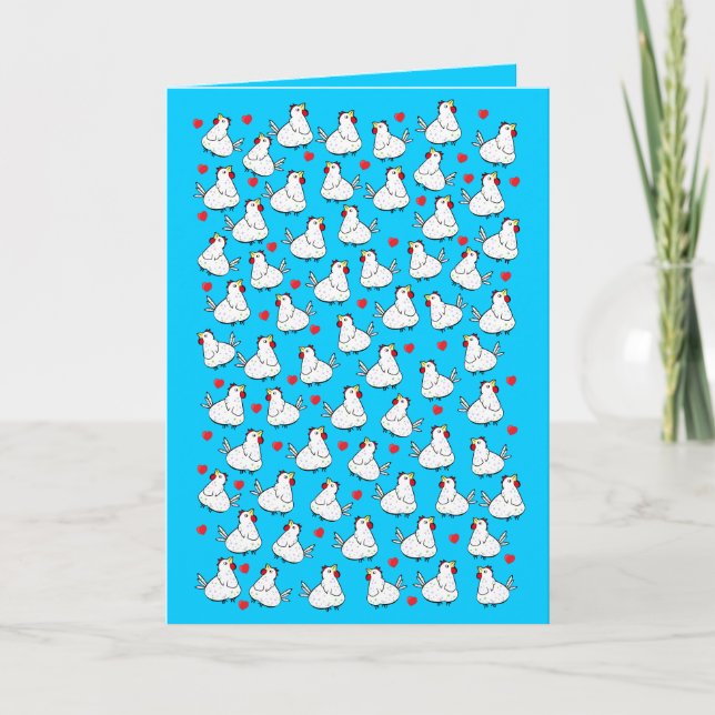Cartão Chicken Bunch Heart Pattern - Greeting Card (Frente)