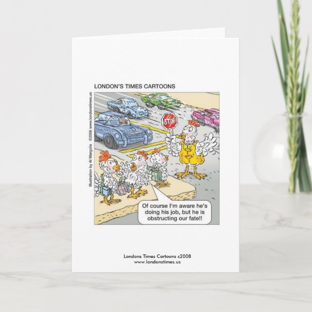 Cartão Chicken Crossing Road Funny Greeting Card (Frente)
