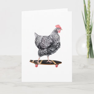 Cartão Chicken Hen on Skateboard Blank Greeting Card
