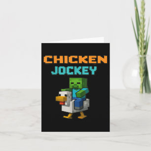 Cartão Chicken Jockey Zombie Pixel Art Zombie Gamer Engra