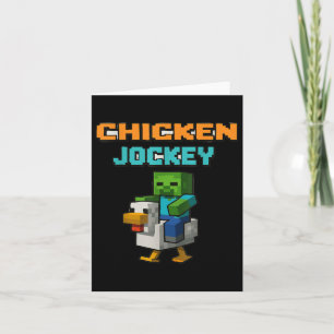 Cartão Chicken Jockey Zombie Pixel Art Zombie Gamer Engra