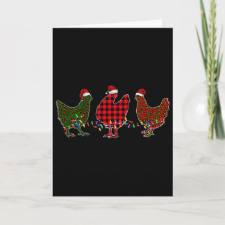 Cartão Chicken Merry Christmas Red Green Leopard Plaid Xm