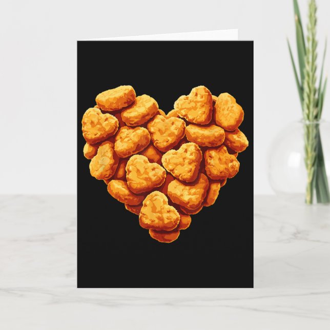 Cartão Chicken Nuggets Are My Valentine Heart Funny Valen (Frente)