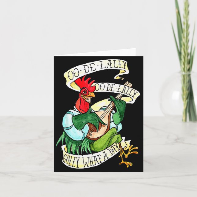 Cartão Chicken Sing O De Lally Golly What A Day Funny  (Frente)