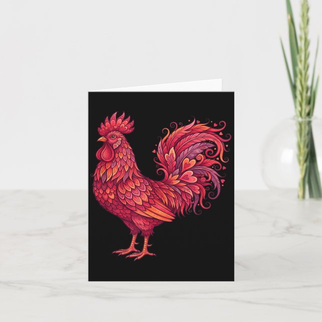 Cartão Chicken Valentines Day Heart For Farmers Cute Chic (Frente)