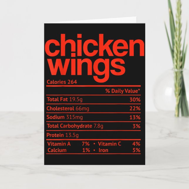 Cartão Chicken Wings Nutrition Fact Funny Thanksgiving Ch (Frente)