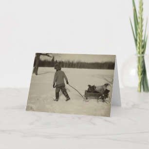 Cartão Chickens In Snow Greeting Card