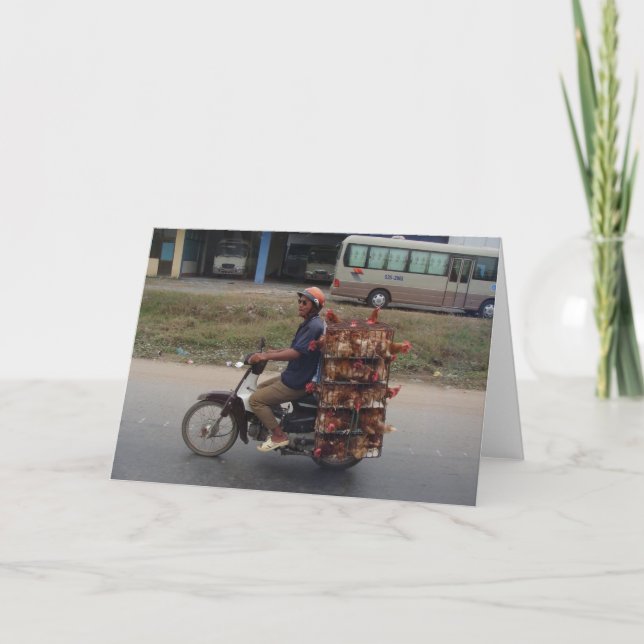 Cartão Chickens on Motorbike-Vietnam (Frente)