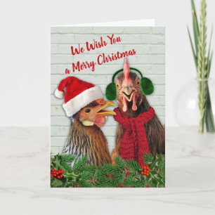 Cartão Chickens Wish You A Merry Christmas