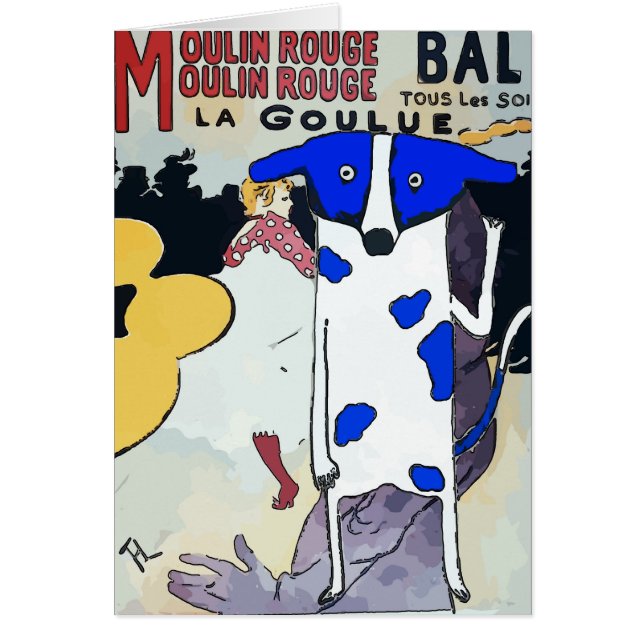 Cartão Chien Bleu Caberet, Rouge (Frente)