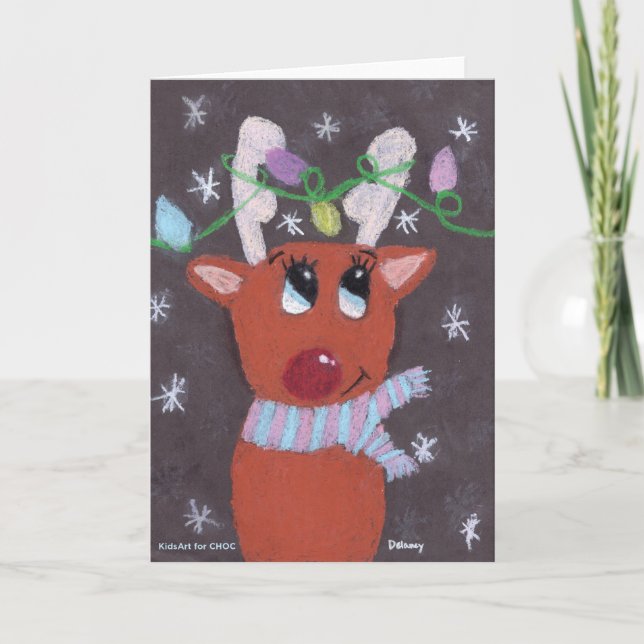 Cartão Chifres Brilhantes do Rudolph - KidsArt para CHOC (Frente)