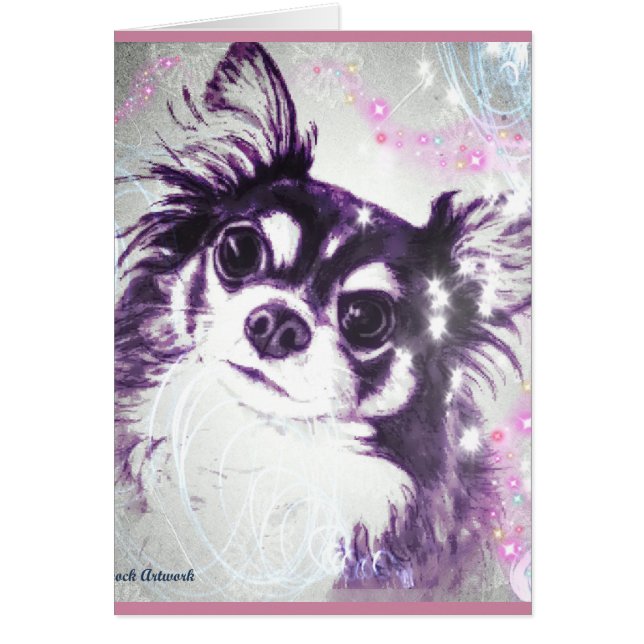 Cartão Chihuahua de cabelos compridos (Frente)