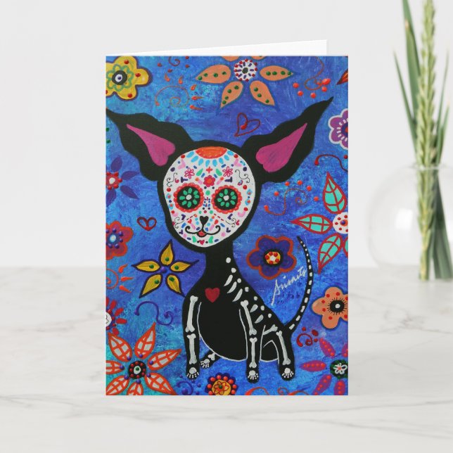 Cartão Chihuahua Dia de los Muertos (Frente)