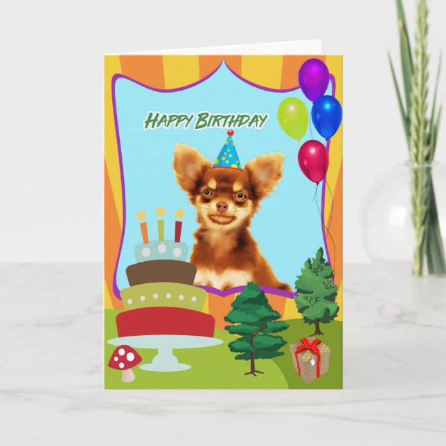 Cartão Chihuahua Dog Birthday (Frente)