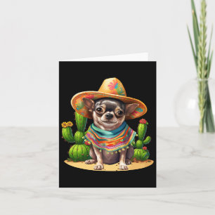 Cartão Chihuahua Dog E Sombrero Hat Mexicano Fiesta Cinc