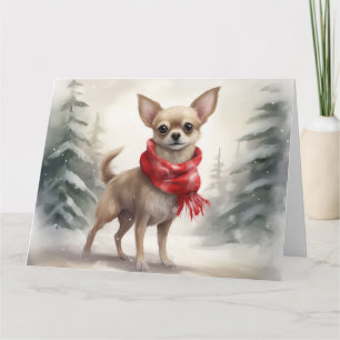 Cartão Chihuahua Dog no Natal da Neve