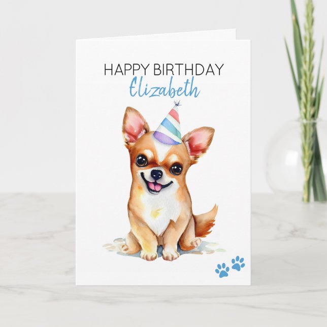Cartão Chihuahua Dog Personalizado Feliz Aniversário (Frente)