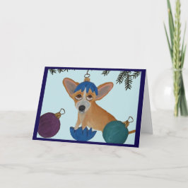 Cartão Chihuahua em enfeite de Natal quebrado