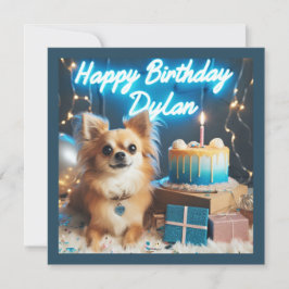 Cartão Chihuahua Flat Birthday Card Happy Birthday Dylan