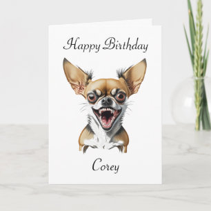 Cartão Chihuahua Personalizado Feliz Aniversário