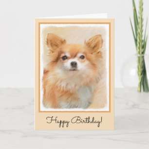 Cartão Chihuahua Pintura De Cachorro De Cabelo Longo