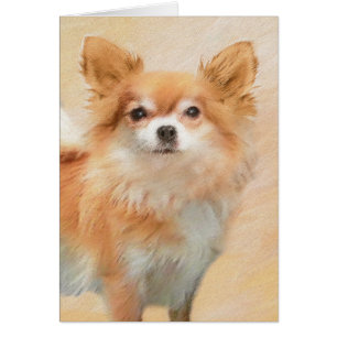 Cartão Chihuahua Pintura De Cachorro De Cabelo Longo