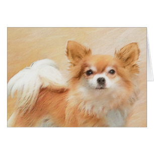 Cartão Chihuahua Pintura De Cachorro De Cabelo Longo