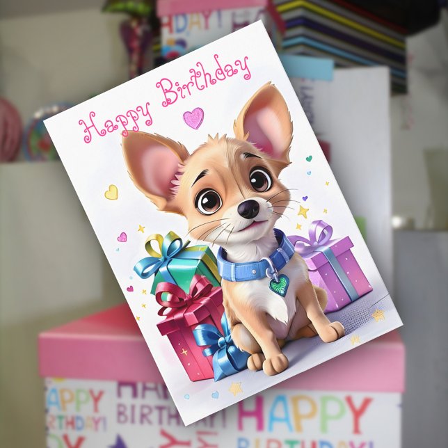 Cartão Chihuahua Puppy Gifts e Desejos Sentidos Aniversár (Criador carregado)