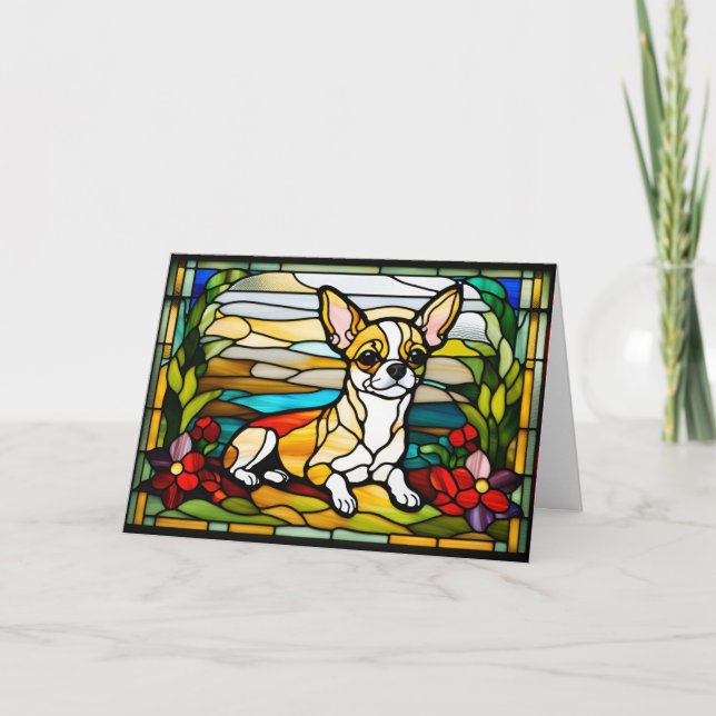 Cartão Chihuahua StainGlass (Frente)