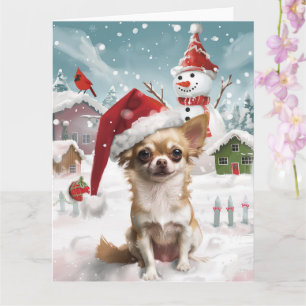 Cartão Chihuahua Terra de Encantamento de Natal Alegria d