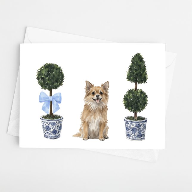 Cartão Chihuahua Watercolor Chinoiserie Puppy Cão (Criador carregado)