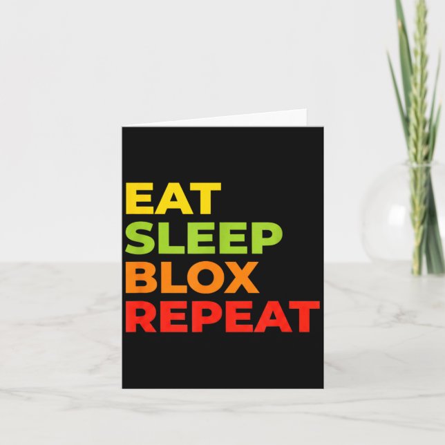 Cartão Child Eat Sleep Blox Repeat - Kids Gaming Slogan F (Frente)