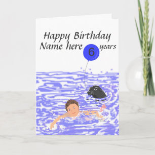 Cartão Child Swimmer birthday card add age name