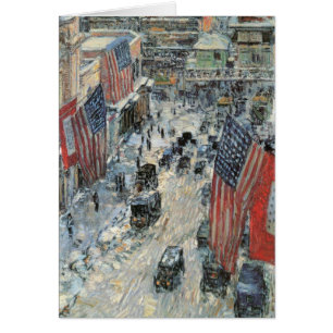 Cartão Childe Hassam - bandeiras no inverno 1918 da