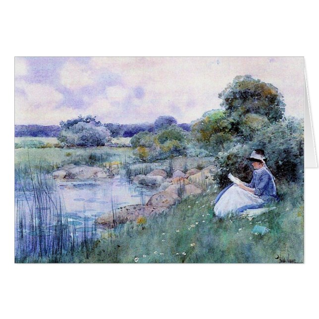Cartão Childe Hassam - leitura da mulher (Frente Horizontal)
