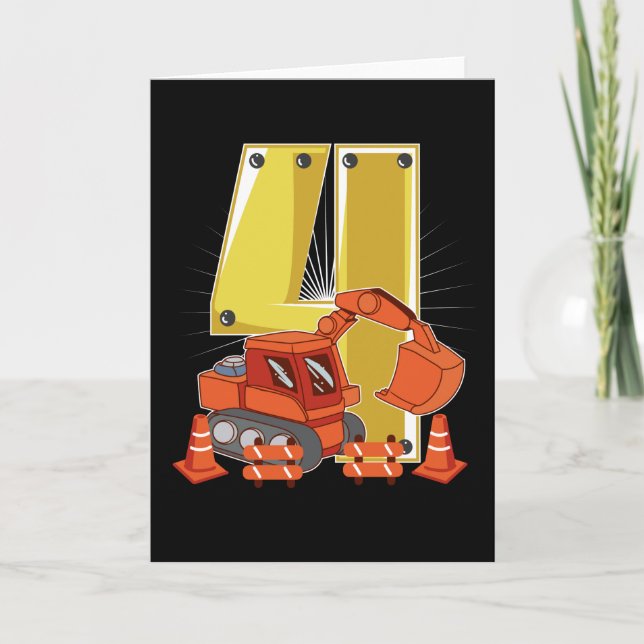 Cartão Children excavator 4th birthday Children (Frente)