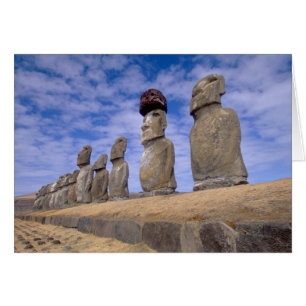 Cartão Chile, Ilha de Páscoa. Os 15 Moais em Ahu