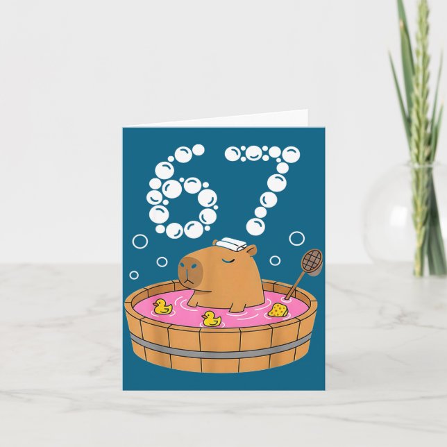 Cartão Chill Bath Tub Capybara Sauna 67 Relaxed Animal Fu (Frente)