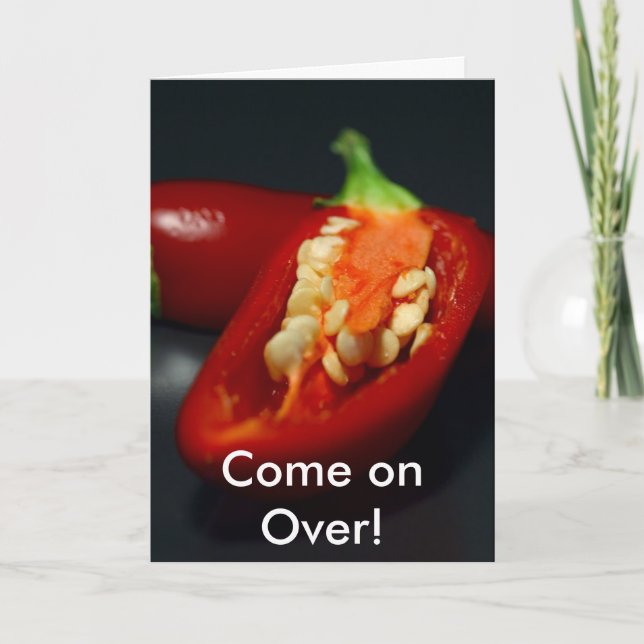 Cartão Chilli Pepper, Come on Over! (Frente)