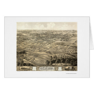 Cartão Chillicothe, mapa panorâmico do MO - 1869