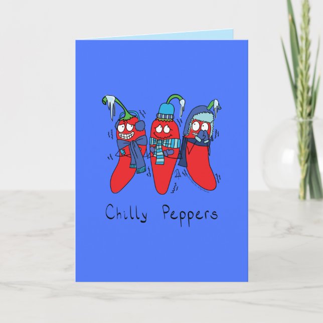 Cartão Chilly Peppers Cute Chilis Winter Greeting Card (Frente)